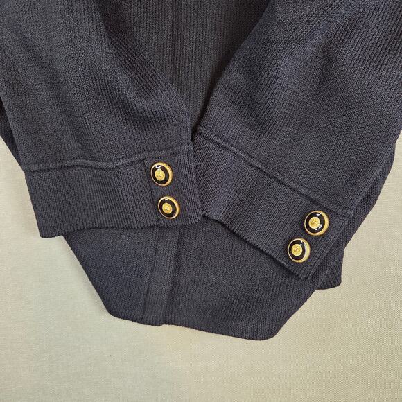St. John Collection Navy Knit Jacket Women’s Size 10 Gold Button Zip Front USA - Picture 13 of 16